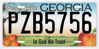 GA license plate PZB5756