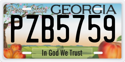 GA license plate PZB5759