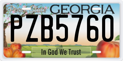 GA license plate PZB5760