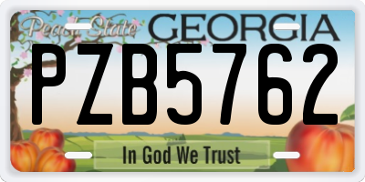 GA license plate PZB5762