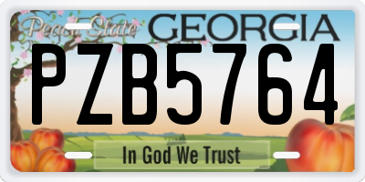 GA license plate PZB5764