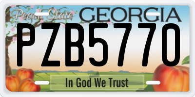 GA license plate PZB5770