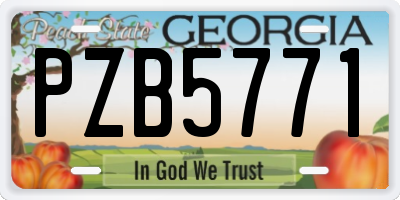 GA license plate PZB5771