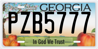 GA license plate PZB5777