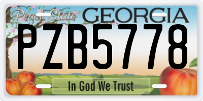 GA license plate PZB5778
