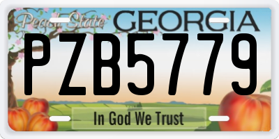 GA license plate PZB5779