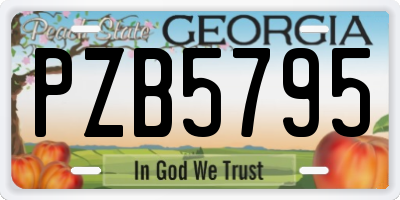GA license plate PZB5795