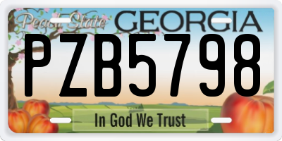 GA license plate PZB5798
