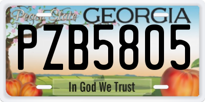 GA license plate PZB5805