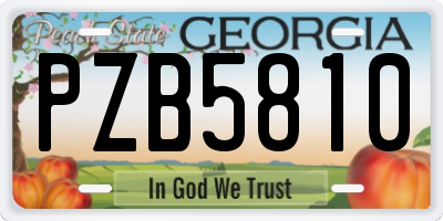 GA license plate PZB5810