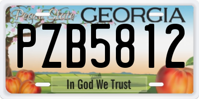 GA license plate PZB5812