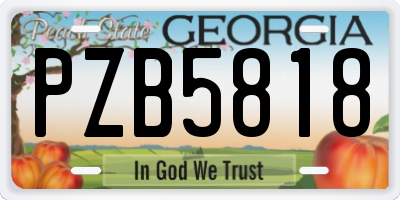 GA license plate PZB5818
