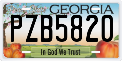 GA license plate PZB5820