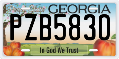 GA license plate PZB5830