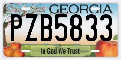 GA license plate PZB5833
