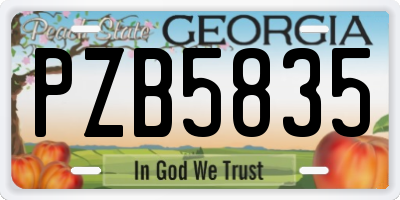 GA license plate PZB5835