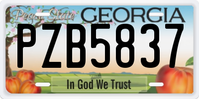 GA license plate PZB5837