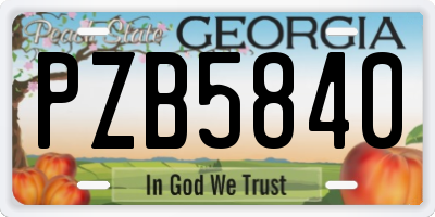 GA license plate PZB5840