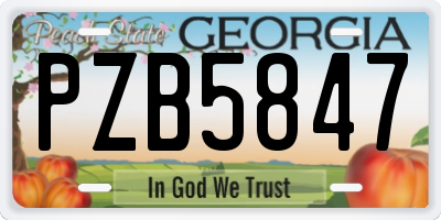 GA license plate PZB5847