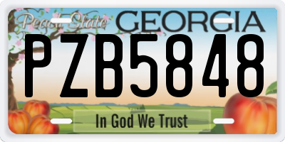 GA license plate PZB5848