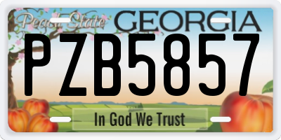 GA license plate PZB5857