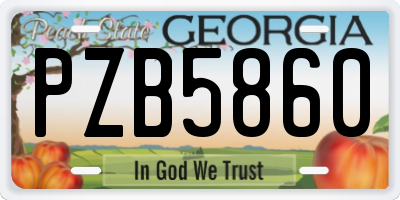 GA license plate PZB5860