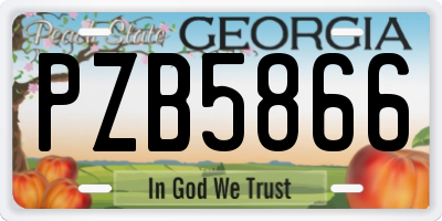 GA license plate PZB5866