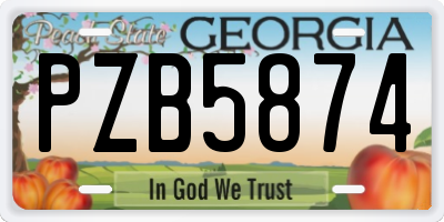 GA license plate PZB5874
