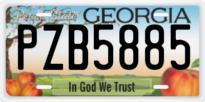 GA license plate PZB5885