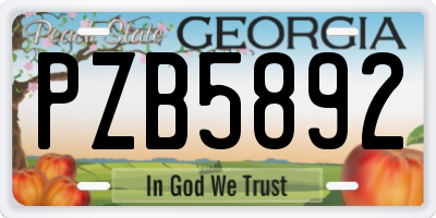 GA license plate PZB5892