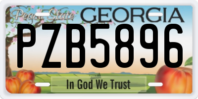 GA license plate PZB5896