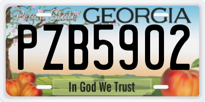 GA license plate PZB5902