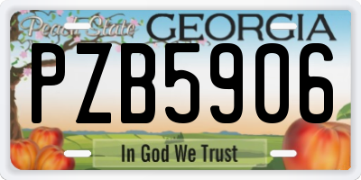 GA license plate PZB5906