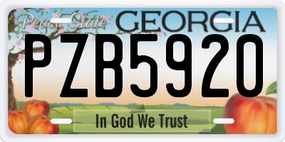 GA license plate PZB5920