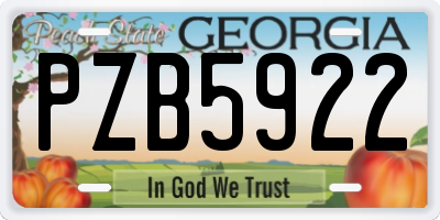 GA license plate PZB5922