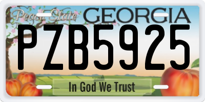 GA license plate PZB5925