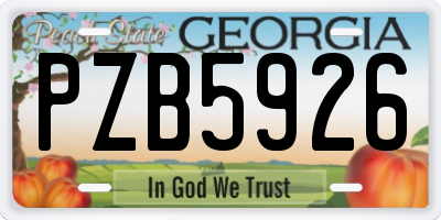 GA license plate PZB5926