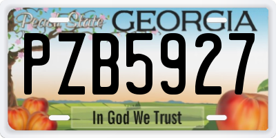 GA license plate PZB5927