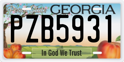GA license plate PZB5931