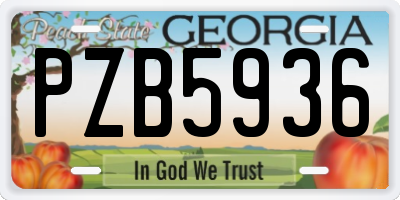 GA license plate PZB5936