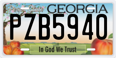 GA license plate PZB5940