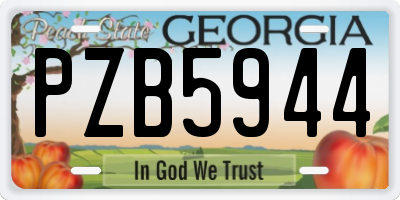GA license plate PZB5944
