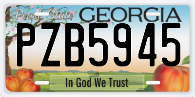 GA license plate PZB5945