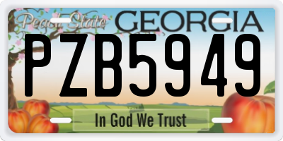 GA license plate PZB5949