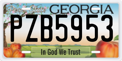 GA license plate PZB5953