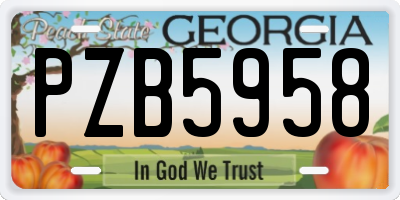 GA license plate PZB5958
