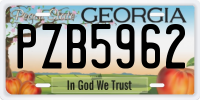 GA license plate PZB5962