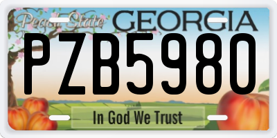 GA license plate PZB5980