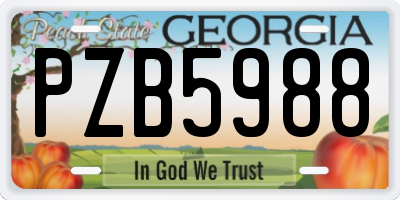 GA license plate PZB5988