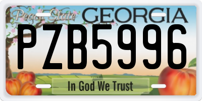 GA license plate PZB5996